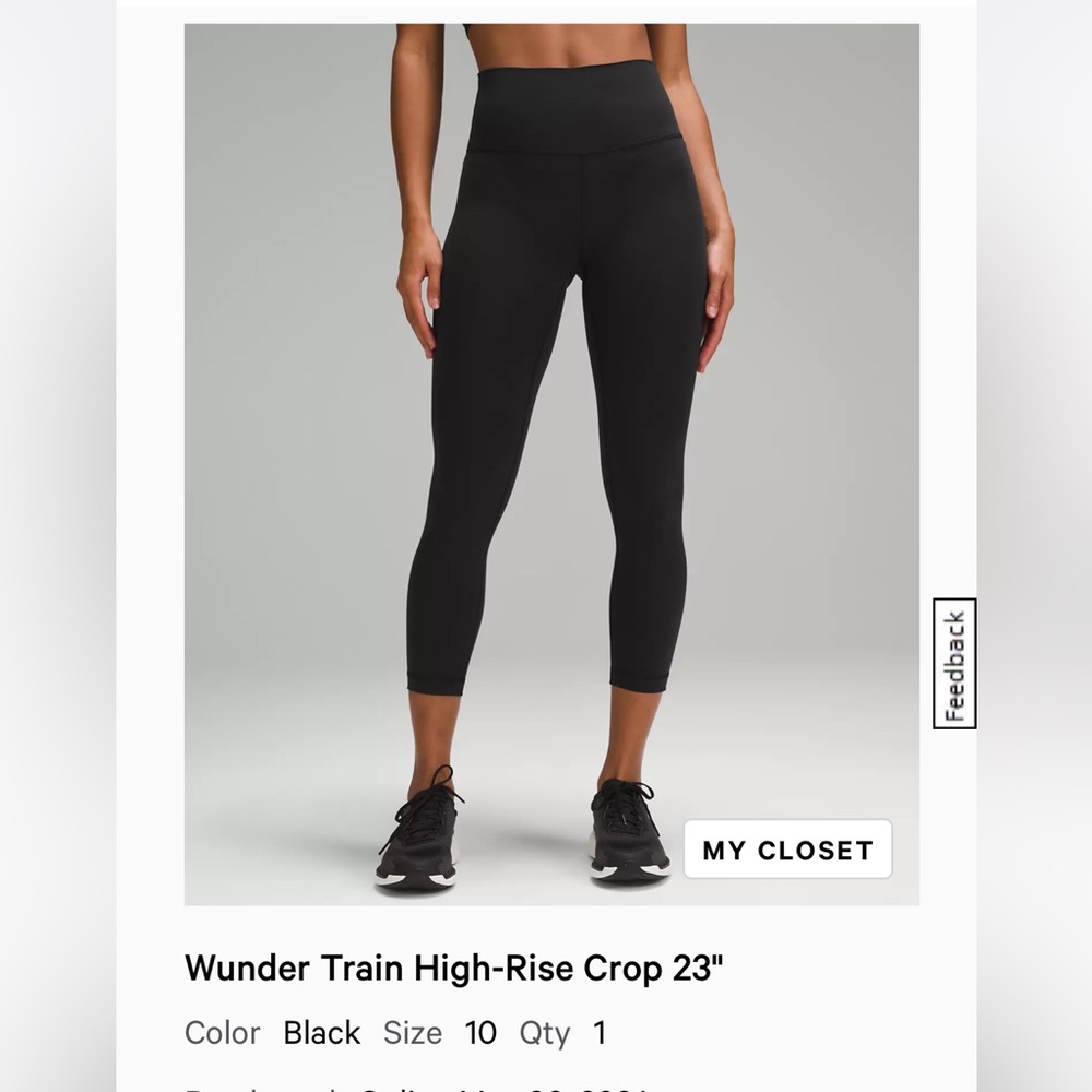 lululemon athletica wunder train high rise 23” black size 10
